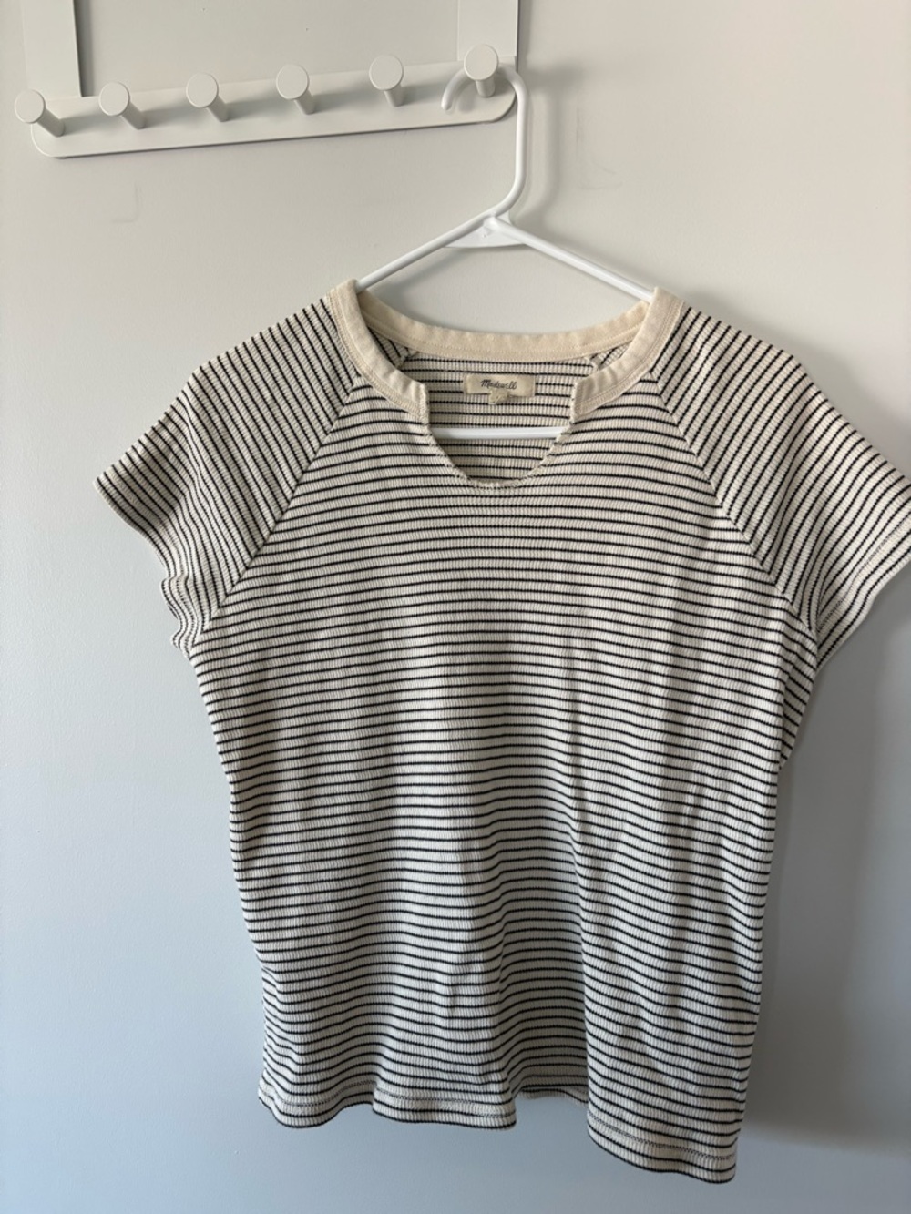 Madewell Cream & Black Striped Knit Tee